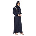 Front Open cuff sleeves  Embroidery Abaya - Navy Blue Front Open cuff sleeves  Embroidery Abaya - Navy Blue